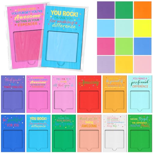 Motipuns Pastel Bright Colorful Christmas Appreciation Sticky Note Pad & Holder Set - 72 Pieces