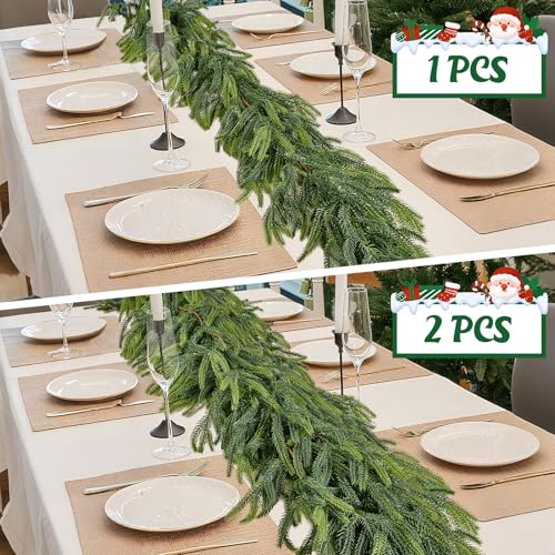 NNG 2 Pack 6Ft Fake Norfolk Pine Garlands - Realistic Indoor & Outdoor Holiday Decor