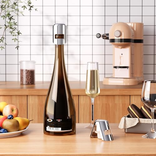 Stainless Steel Champagne Bottle Stoppers - Leak-Proof Saver (2 Pack)