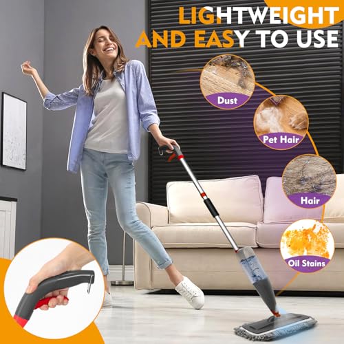Spray Mop for Hardwood & Tile Floor Cleaning - 800ml Bottle & 3 Pads