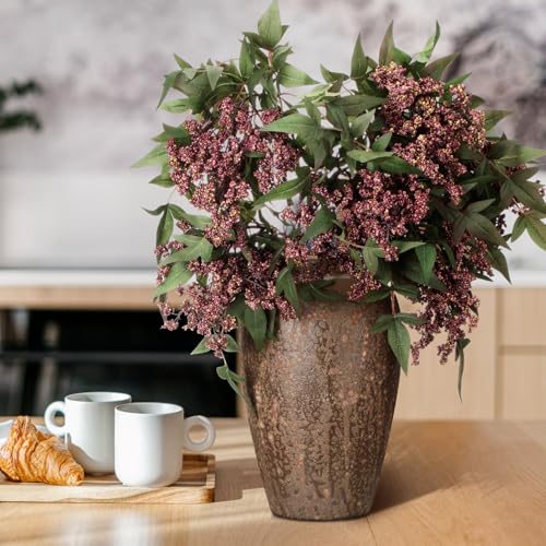 35-Inch Artificial Berry Stems - Gray Purple Fall Decor, 3 Pack
