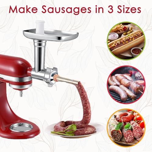 All-Metal Meat Grinder Attachment for Stand Mixers with Sausage Stuffer