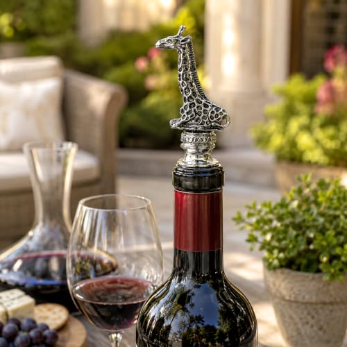 Homestia Giraffe Wine Bottle Stopper - Reusable Safari Animal Barware Accessory