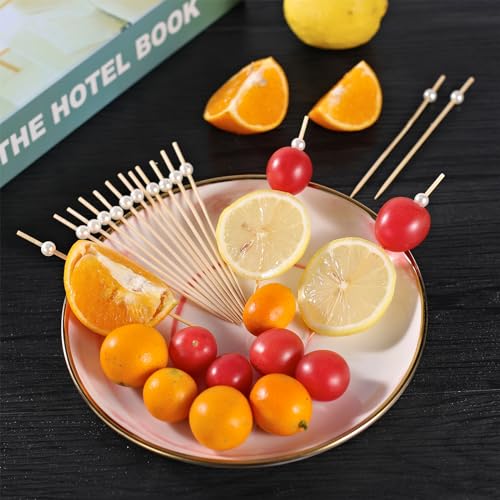 White Pearl Cocktail Picks 4.7 Inch - 300 Pieces for Appetizers & Drinks