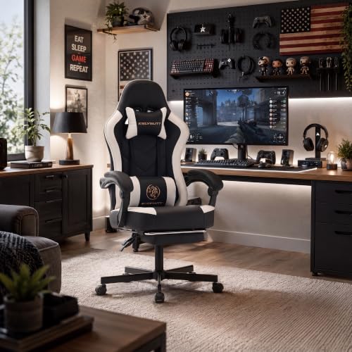 Ergonomic High Back Gaming Chair with Footrest & USB Massage Support