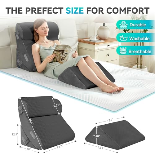 4-Piece Orthopedic Wedge Pillow Set for Back & Neck Pain Relief