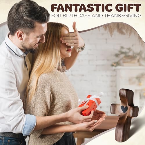 Solid Walnut Wooden Pocket Cross for Prayer, Stress Relief and Comfort