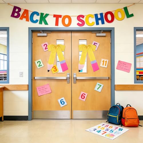 Back to School Wreath Bows - 2 Large Pencil Theme Indoor Outdoor Decorations