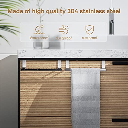Over Cabinet Towel Bar 2-Pack - Stainless Steel No-Drill Door Rack