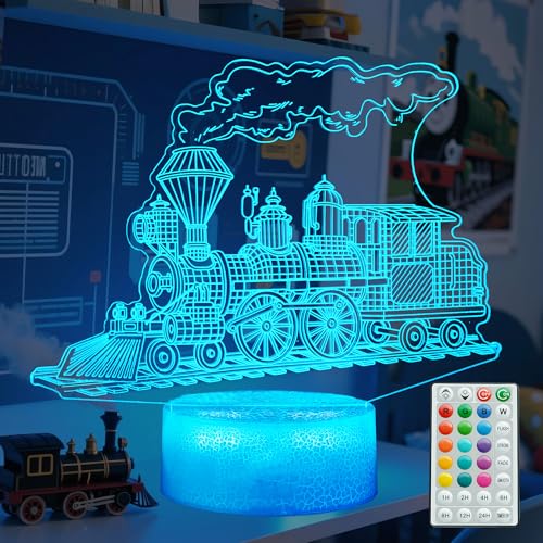 3D Train Night Light, 16 Color Changing LED Lamp with Remote Control