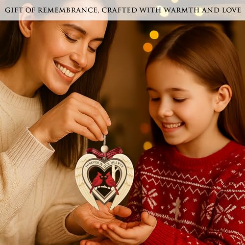 Forever in Our Hearts Angel Wing Cardinal Ornament - Memorial Christmas Keepsake