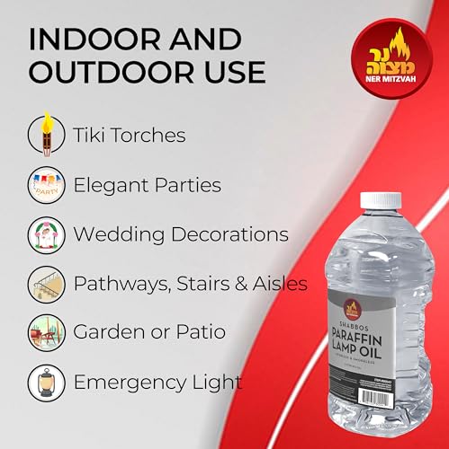 Ner Mitzvah 2L Paraffin Lamp Oil - Clear Smokeless Odorless Fuel for Indoor & Outdoor Use