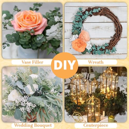 12-Pack Real Preserved Eucalyptus Stems (17") for Shower & Home Decor