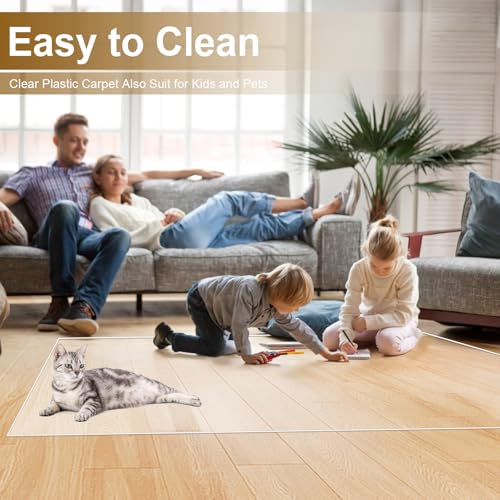 Clear Vinyl Floor Runner Mat 24x72 Inch Heavy Duty Protective PVC Rug