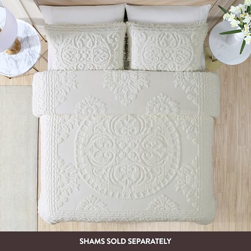 Beatrice Home Fashions King Cotton Chenille Bedspread - Ivory Medallion