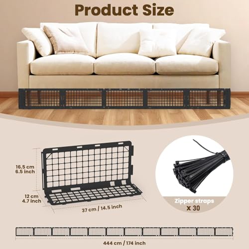 12-Piece Adjustable Under Couch Blocker for Pets - Durable ABS Furniture Guard