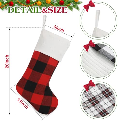 Amorita Red & Black Buffalo Plaid Christmas Stockings Set of 5 - 20 Inch Holiday Decor