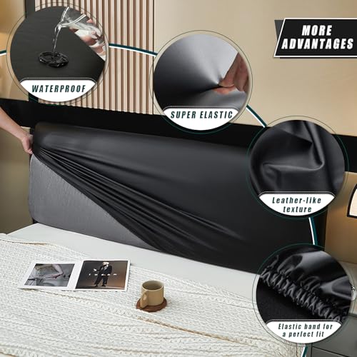Stretch PU Leather Bed Headboard Cover - Waterproof & Dustproof