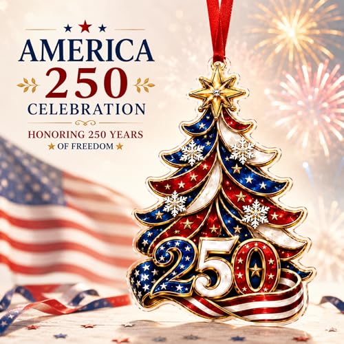 USA 250th Anniversary Acrylic Christmas Ornament, Patriotic Holiday Decor
