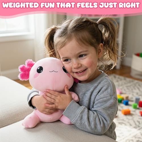 TOYSYM Weighted Axolotl Stuffed Animal - Soft Plush Pillow Toy for Kids & Adults