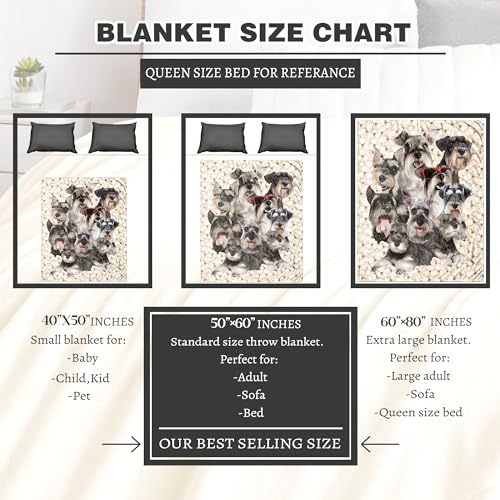 NHBTGSF Schnauzer Dog Throw Blanket 50x60 310GSM Flannel Fleece for Teens & Adults