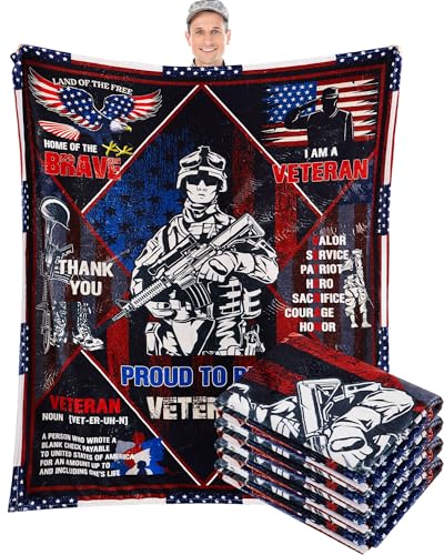 Veterans Day Blanket 60x50 Proud Military Gift for Men - 4 Pieces