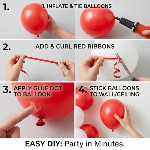 Q&High Life Red White Balloon Kit - 60pcs 12 Inch Latex Balloons for Christmas Graduation Wedding Valentine’s Day