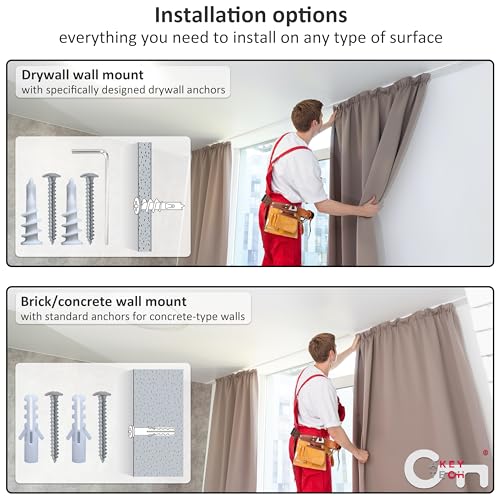 Adjustable Heavy Duty Curtain Rod Brackets with Magnetic Cover, 2 Pack