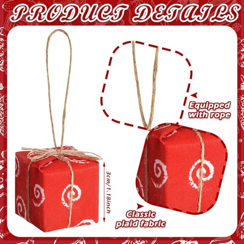 Chivao 24 Pcs Funny Color Plaid Mini Gift Box Christmas Ornaments 1.18 in