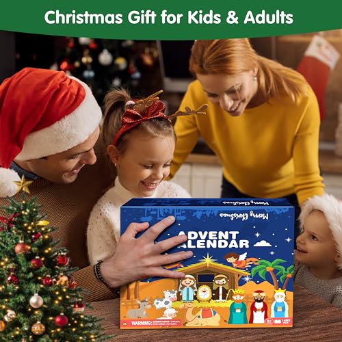 Nativity Scene Building Block Advent Calendar - 24-Day Christmas Countdown Set