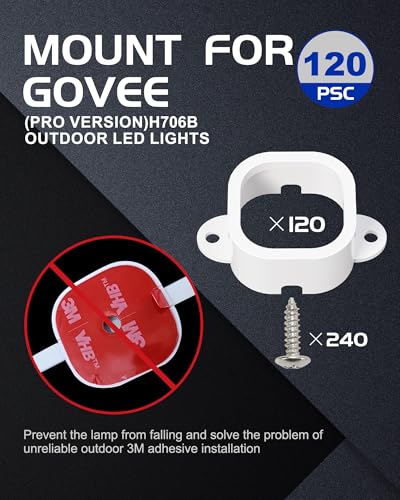120 Pcs Govee H706 Outdoor Light Clips - Heavy-Duty Mounting Brackets for Secure Installation (DNShorix)