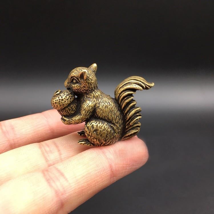 Skiennix Antique Bronze Squirrel & Rabbit Statues - Solid Copper Figurines | Unique Desk Decor