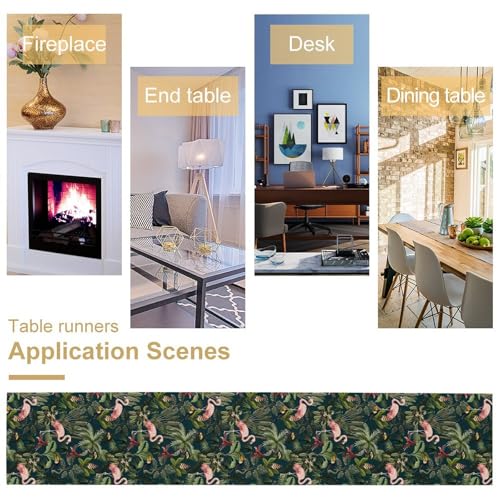 Mchenxin Jungle Animal Table Runner 13x70in Flamingo Parrot Tropical Decor