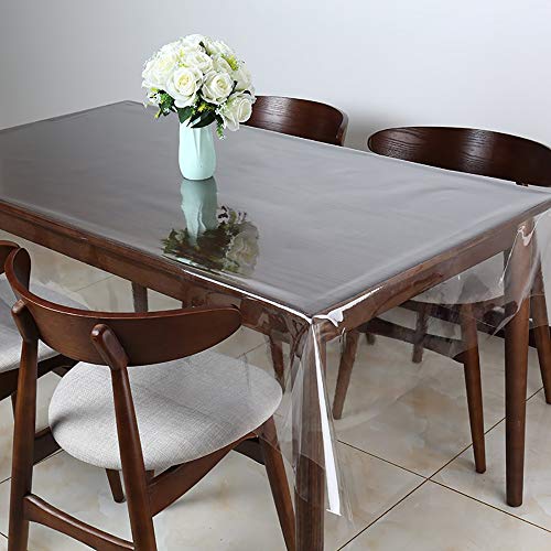 Clear Vinyl Tablecloth Protector - Waterproof Plastic Table Cover, 54 x 84 Inch