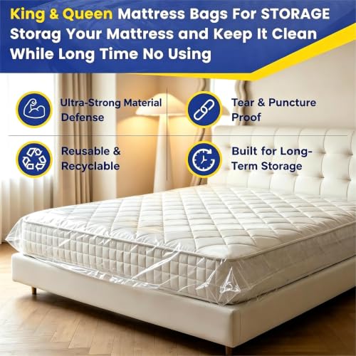 Queen Size Mattress Bag for Moving - Heavy-Duty Plastic Cover