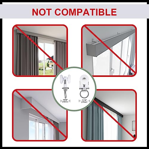 Heavy-Duty Aluminum Curtain Rail Runners - Smooth Sliding Pulleys (10 Pack)