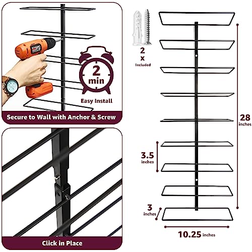 Wall Mount Wine Rack - 9 Bottle Black Metal Wine Holder for Home Bar