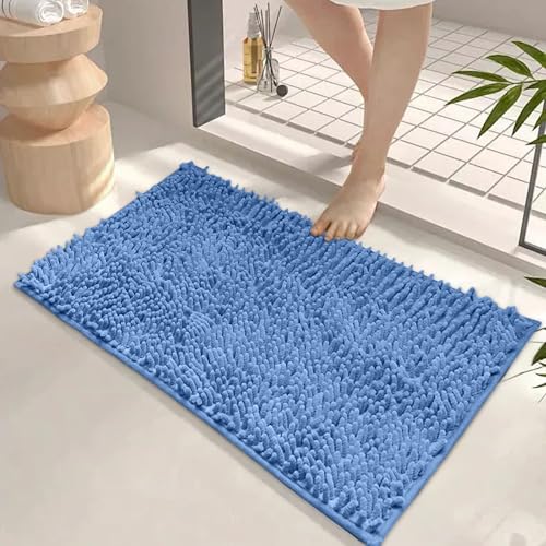 Absorbent Chenille Bathroom Rug 30x20 Inch Non-Slip Washable Bath Mat