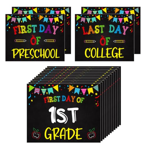 16 Pcs First and Last Day of School Signs - Double-Sided Photo Props