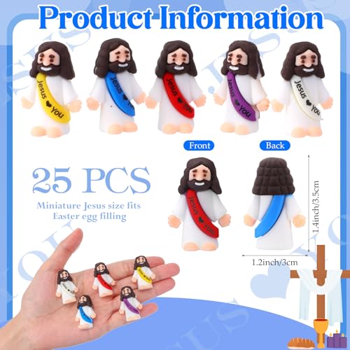 25 Pcs Mini Jesus Figurines, Small Rubber Religious Figures for Party Favors