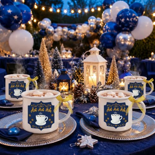 Gandeer Christmas Express Train Coffee Mugs Set - Hot Cocoa Variant, 12 oz, 6 Pack