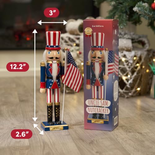 THE TWIDDLERS 250th Anniversary USA Nutcracker 12in Uncle Sam - American Flag Decorative Christmas Ornament