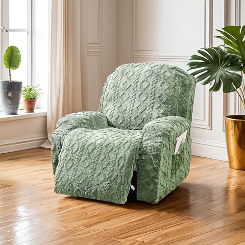 Recliner Chair Covers 4-Piece Set, Elastic Fitted Sofa Protector