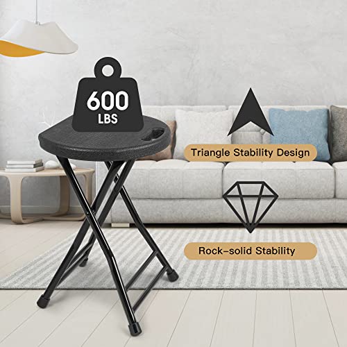 Foldable HDPE Stool with Handle - Heavy Duty Indoor and Outdoor Chair