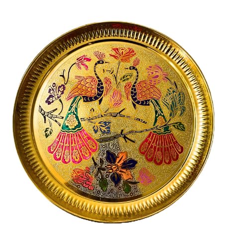 5-Inch Decorative Brass Thali Plate for Pooja and Home Decor
