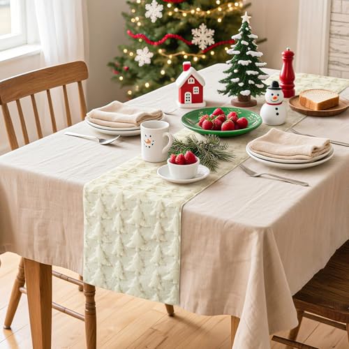 Artscope Beige Christmas Tree Table Runner 13x72 Inch Holiday Decor
