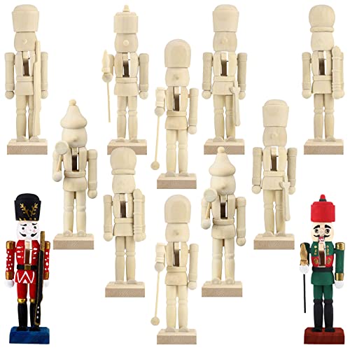 Unfinished Wooden Nutcrackers 12-Pack - 5-Inch DIY Paintable Figures