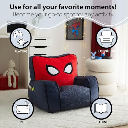 Kids Plush Foam Bean Bag Chair - Character Lounge Seat for Playroom