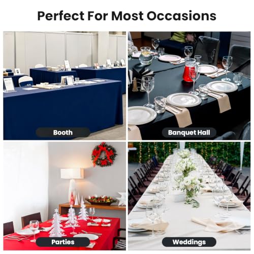 2-Pack Fitted Polyester Tablecloth for 6-Foot Rectangle Tables, Black