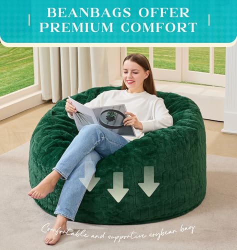 3FT Memory Foam Bean Bag Chair - Large Plush Lounger for Adults